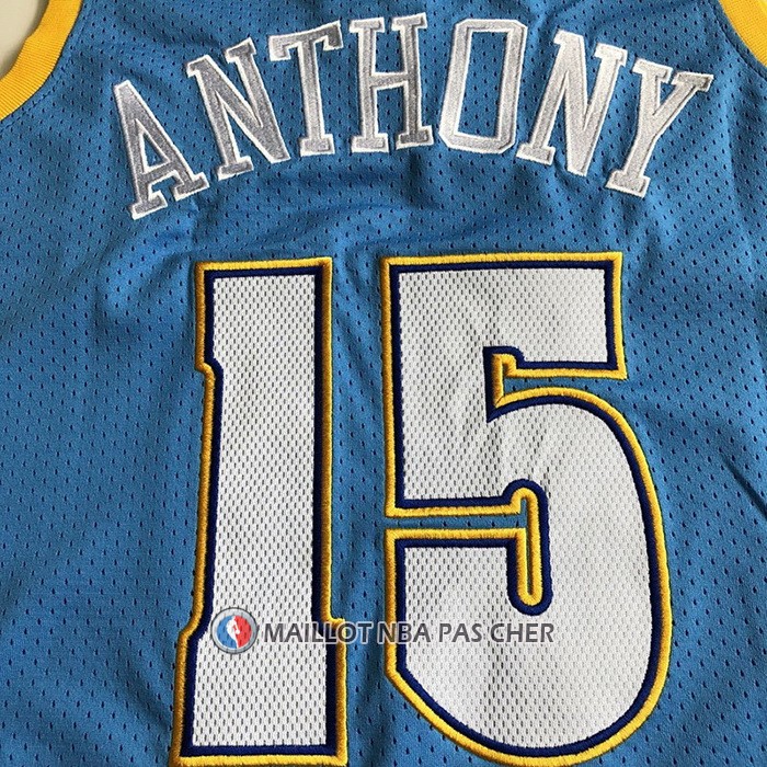 Maillot Denver Nuggets Carmelo Anthony NO 15 Mitchell & Ness 2003-04 Bleu